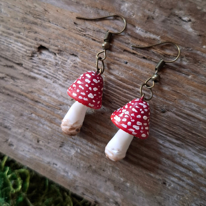 Handmade Amanita Mushroom Earrings