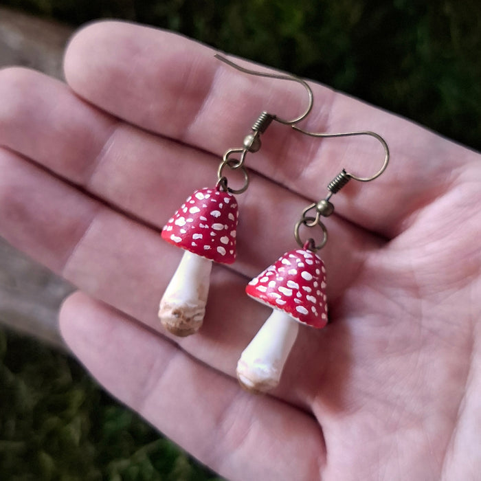 Handmade Amanita Mushroom Earrings