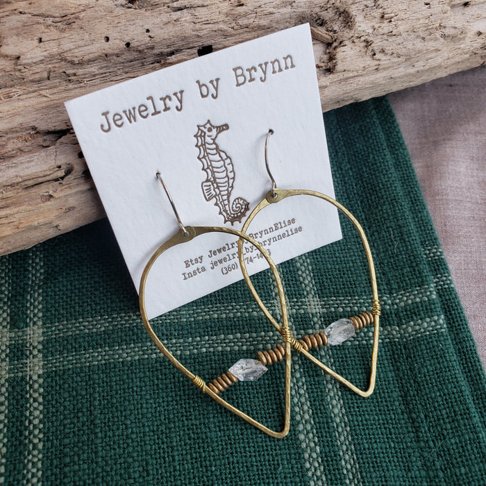 Handmade Brass & Herkimer Earrings