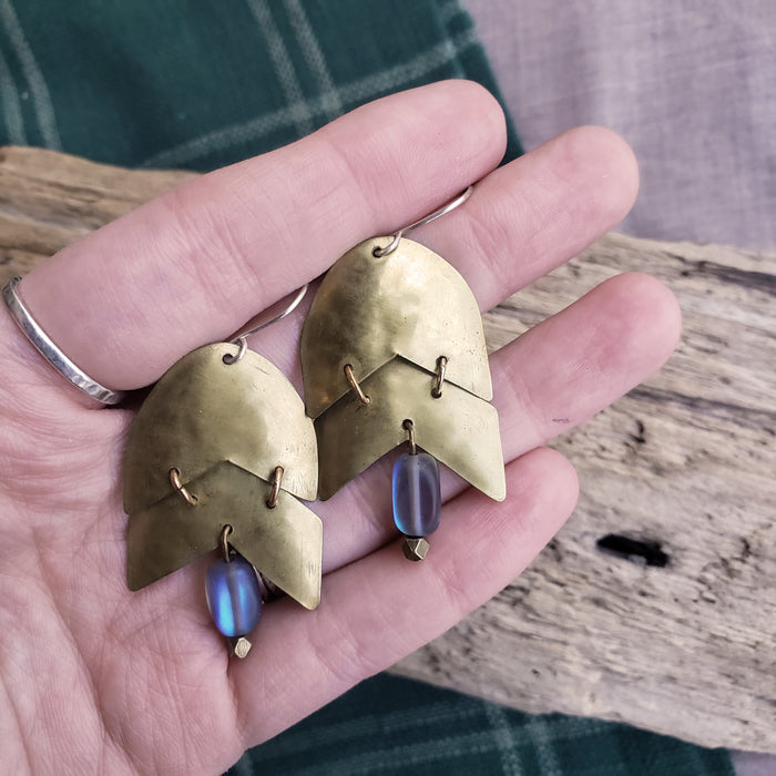 Handmade Brass & Labradorite Earrings