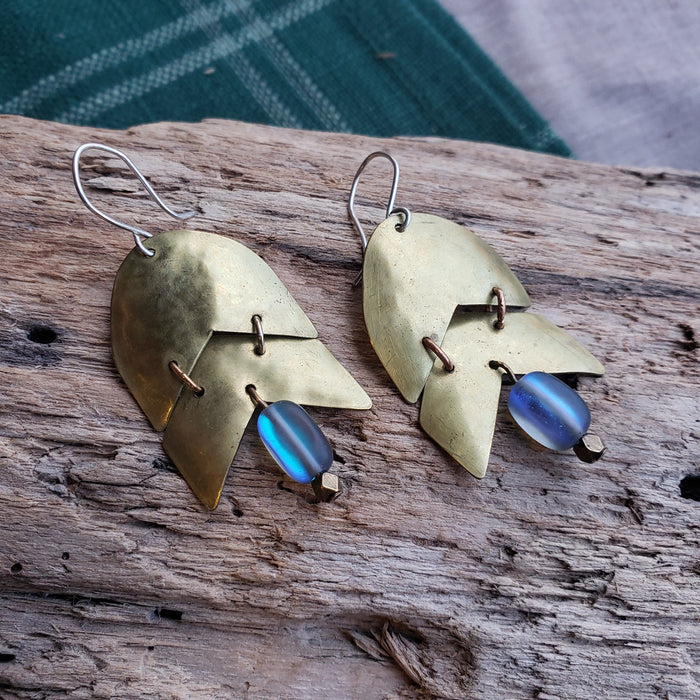 Handmade Brass & Labradorite Earrings