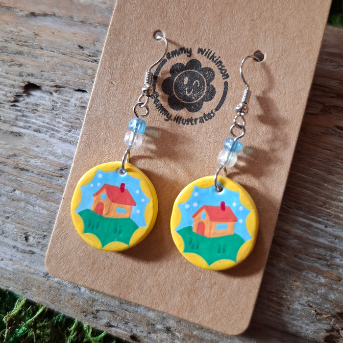 Handmade House Earrings