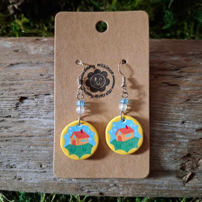 Handmade House Earrings