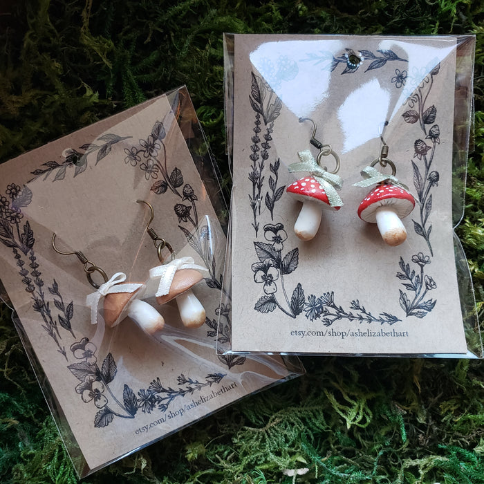 Handmade Mushroom Earrings