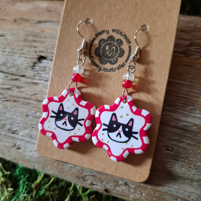 Handmade Tuxedo Cat Earrings