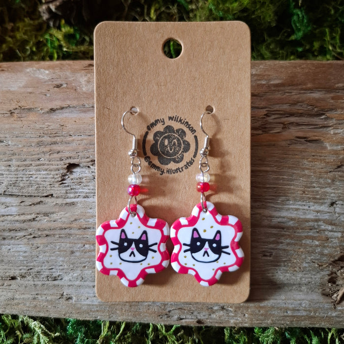Handmade Tuxedo Cat Earrings