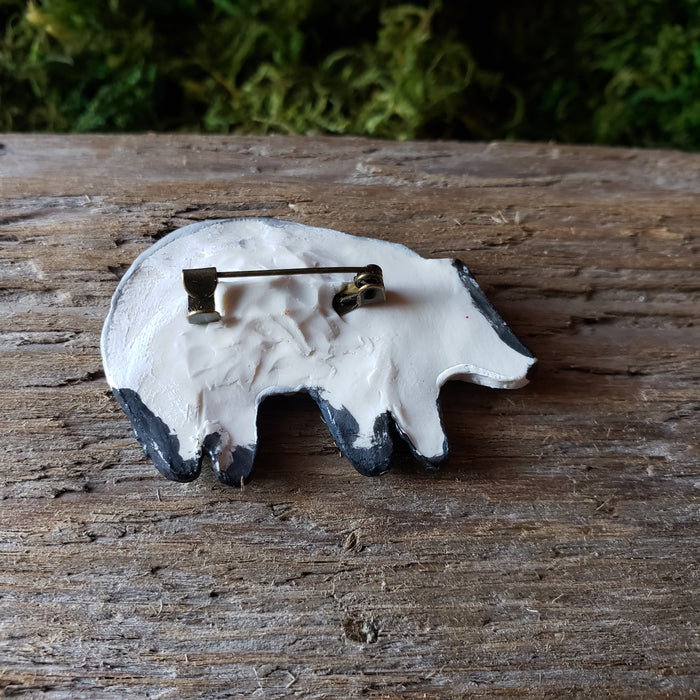 Handmade Woodland Badger Brooch