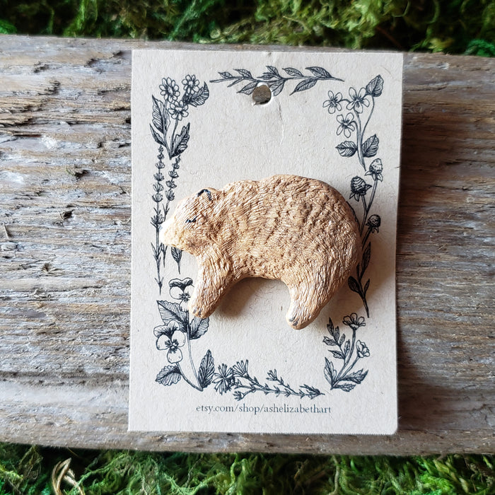 Handmade Woodland Bear Brooch