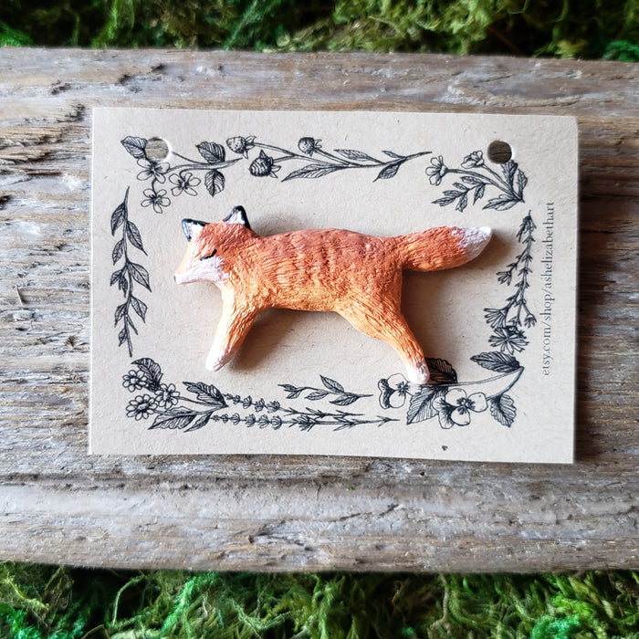 Handmade Woodland Fox Brooch