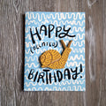 "Happy (Belated) Birthday" Snail Wooden Magnet + Greeting Card