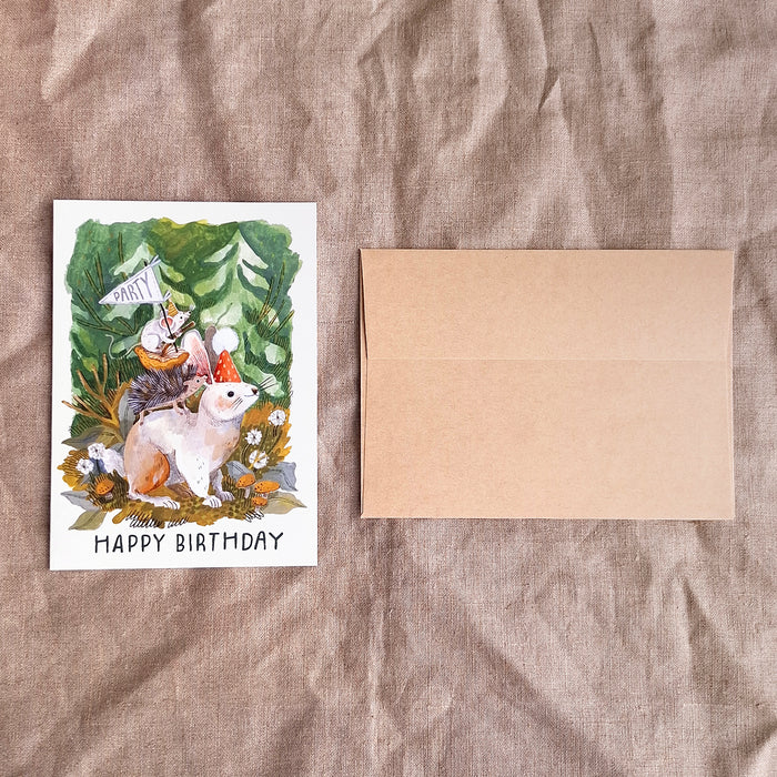 "Happy Birthday" Rabbit Greeting Card