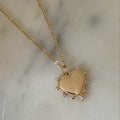 Heart Charm Pendant Necklace 18k Gold Filled Figaro Chain