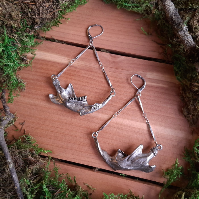 Heavy Muskrat Jaw Dangle Earrings