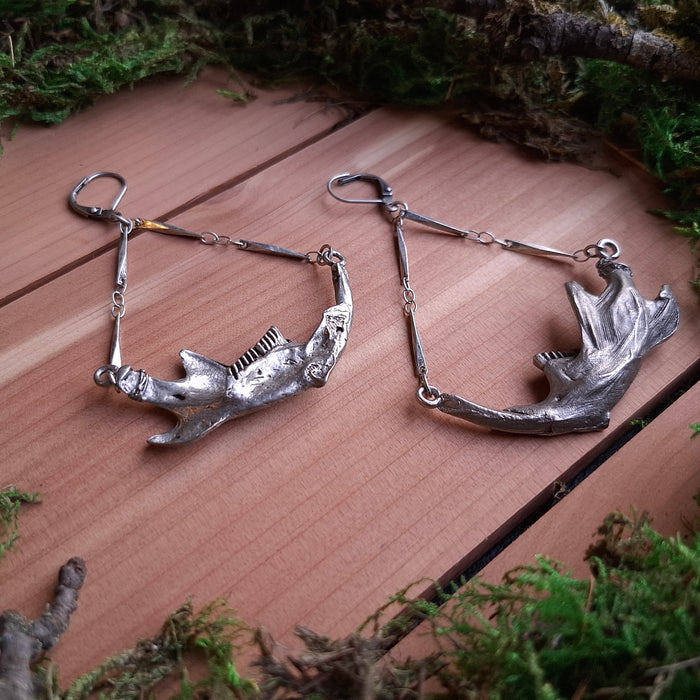 Heavy Muskrat Jaw Dangle Earrings