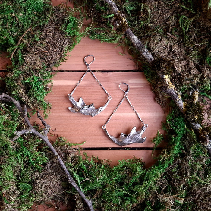 Heavy Muskrat Jaw Dangle Earrings