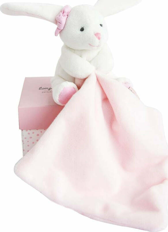 Doudou et Compagnie Hello Baby Blanket with Plush Stuffed Animal Bunny