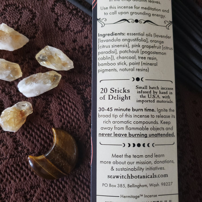 "Hermitage"  Patchouli, Lavender, and Citrus Incense
