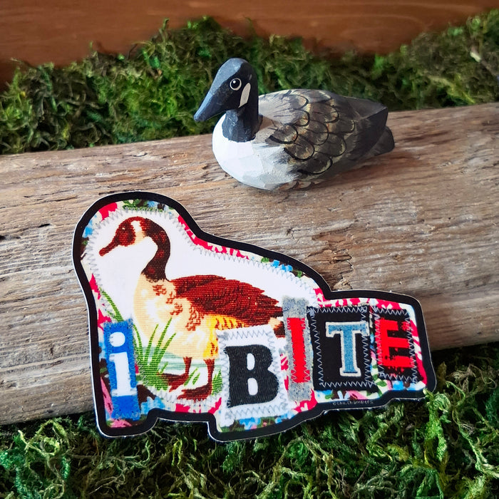 "I Bite" Goose Collage Sticker