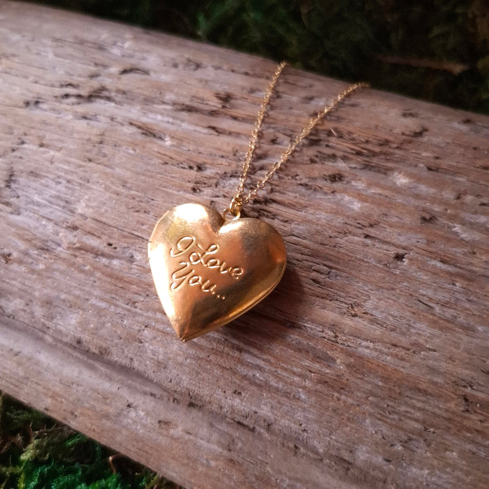 "I Love You" Vintage Heart Locket