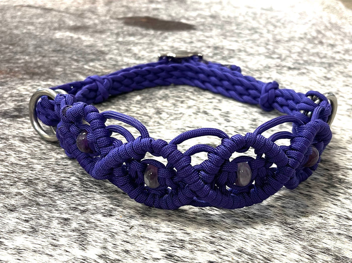 Side Pull Hackamore with amethyst braided into a fancy noseband bitless attachment all sizes SOLID COLOR