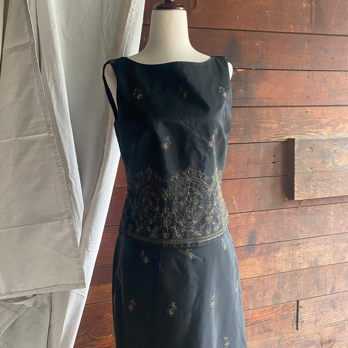 Black Embroidered Top & Skirt Set