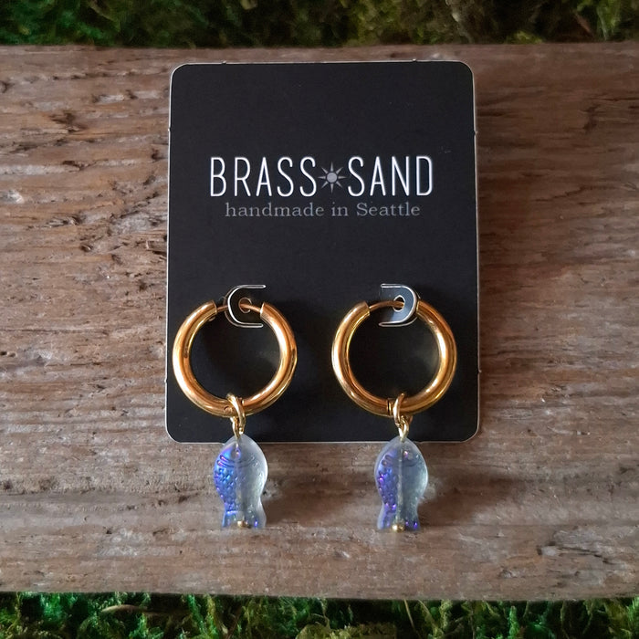 Iridescent Fish Hoop Earrings