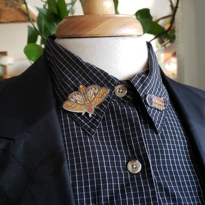 Isabella Tiger Moth and Woolly Bear Pin Set