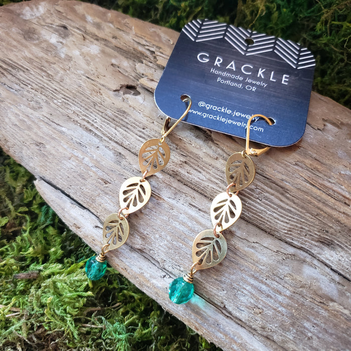 Ivy Leaves Brass Earrings