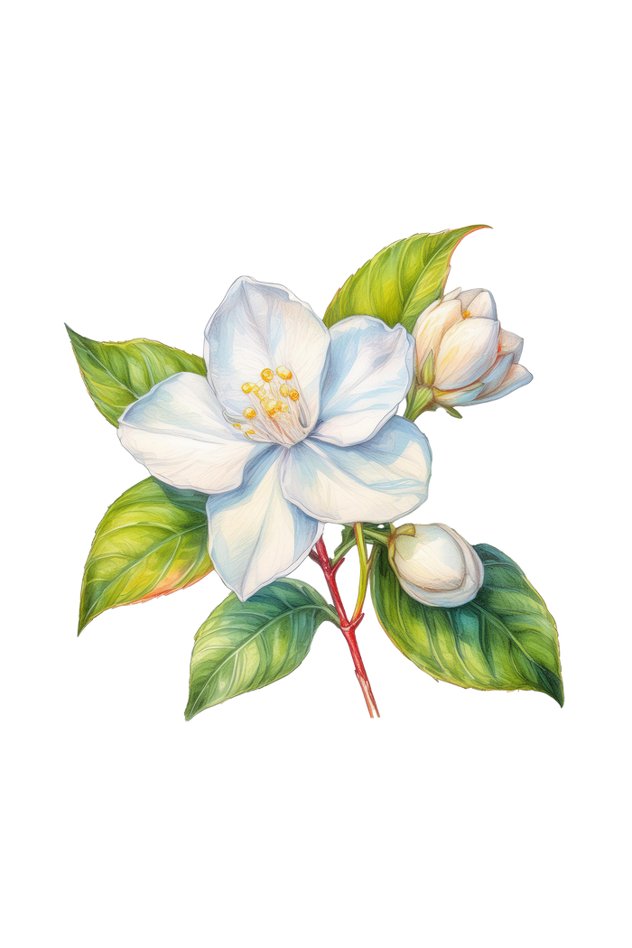 Rustic Strength - botanical image of jasmine flower and buds, representing Jasmine scent