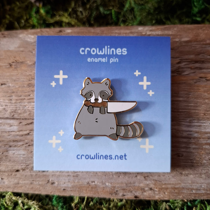 Knife Raccoon Enamel Pin