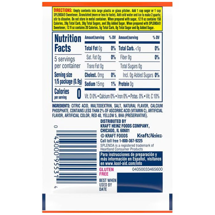 Kool-Aid Orange Unsweetened Caffeine-Free Drink Mix 0.15 oz - 192 Pack