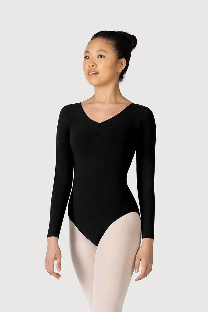 L0459 - Bloch Parla Gathered Long Sleeve Womens Leotard