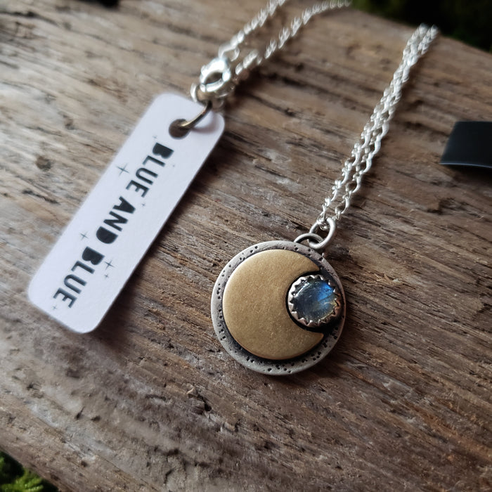 Labradorite Moon Pendant