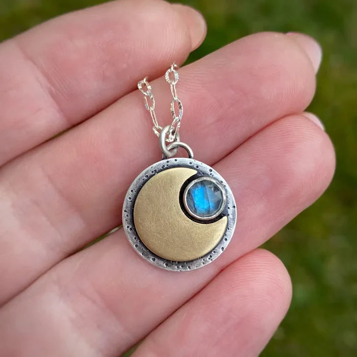 Labradorite Moon Pendant