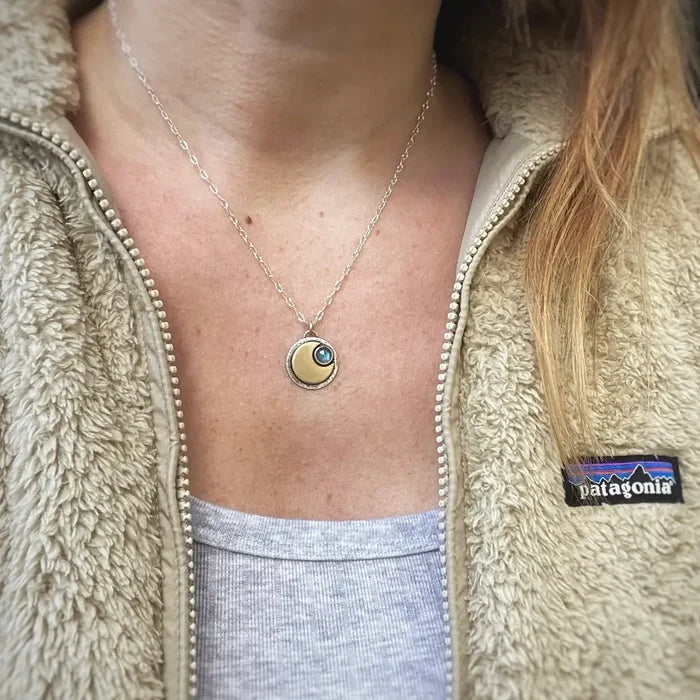Labradorite Moon Pendant