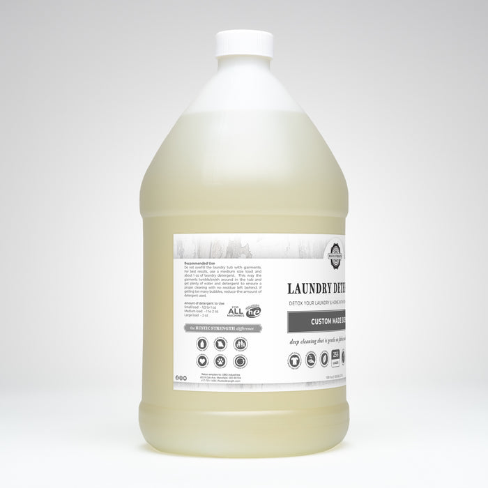 Side-View: Rustic Strength - Laundry Detergent | 128oz Plastic | Custom Made Scent