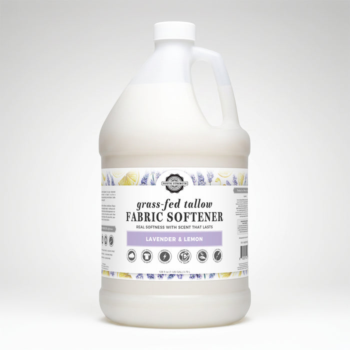 Rustic Strength - Grass-Fed Tallow Fabric Softener | 128oz Plastic | Lavender & Lemon