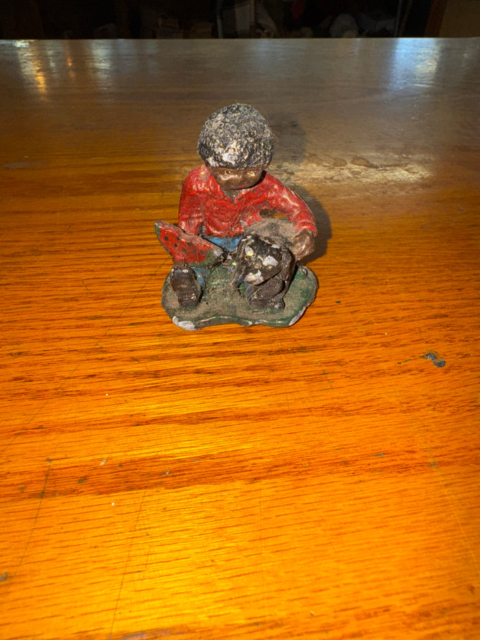 Lead Black Americana boy with dog