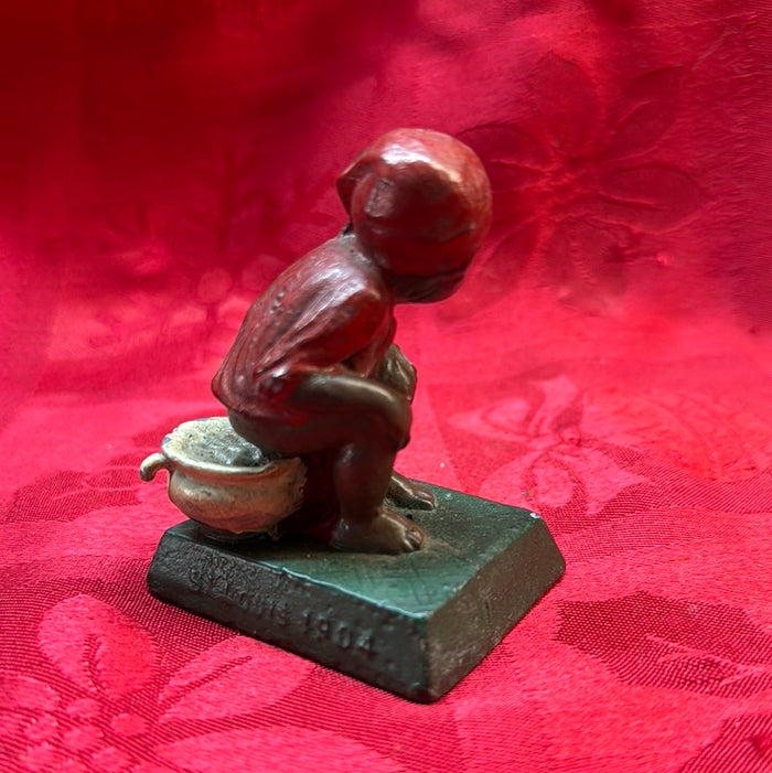 Lead Black Americana Red Girl on Chamberpot-Jantiques LLC.