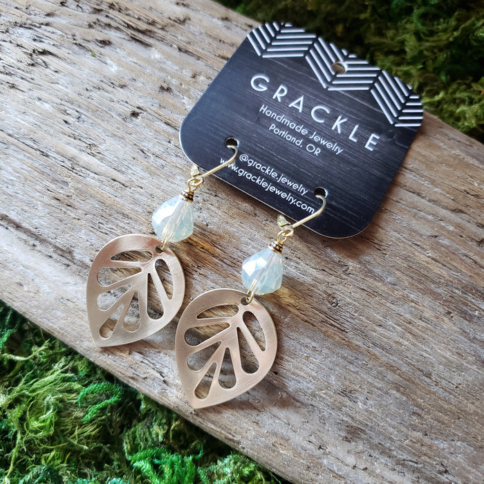 Leaf Drop Brass Earrings