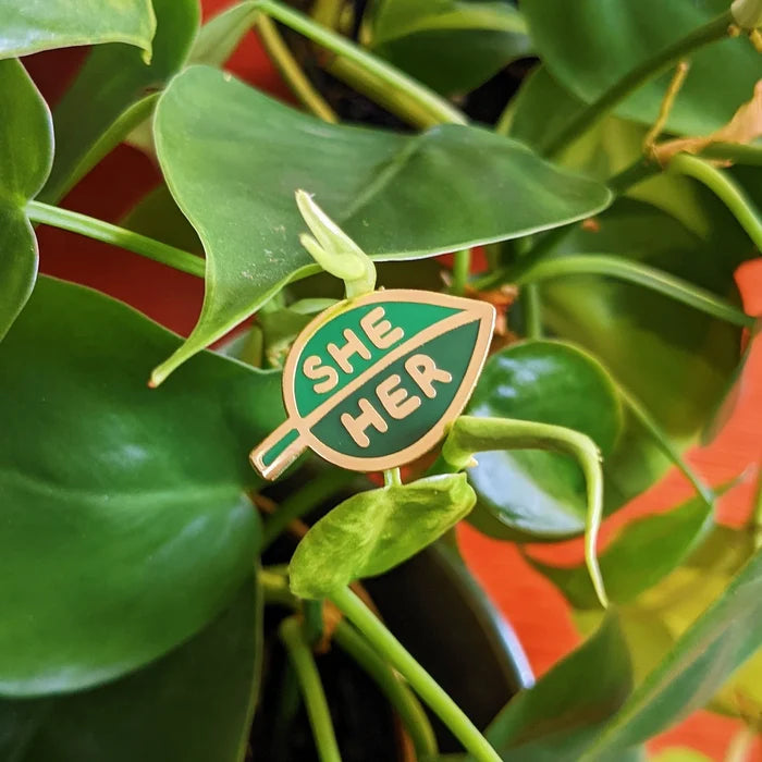 Leaf He/She/They Pronoun Pins