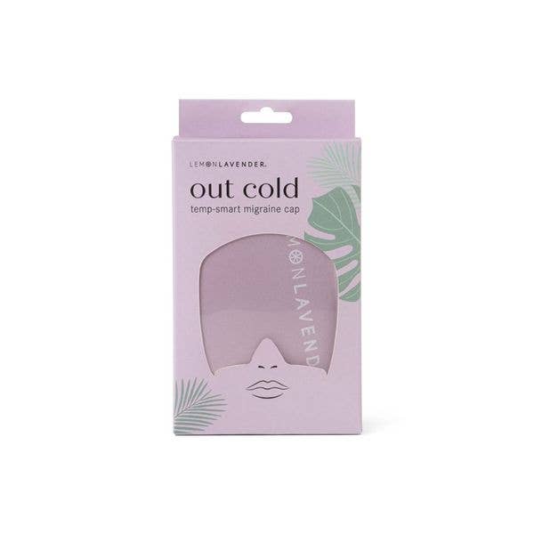 Lemon Lavender 'out cold' migraine cap packaging on a white background