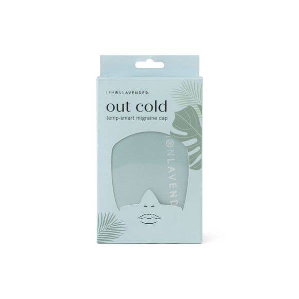 Package of a temp-smart migraine cap with lemon lavender branding on a white background