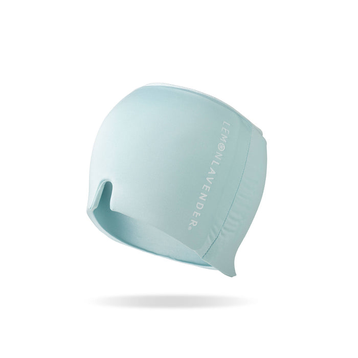 Light blue silicone beanie with 'Lemon Lavender' branding on a white background