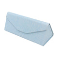 Light Blue Leather Hard Shell Folding Sunglasses Case