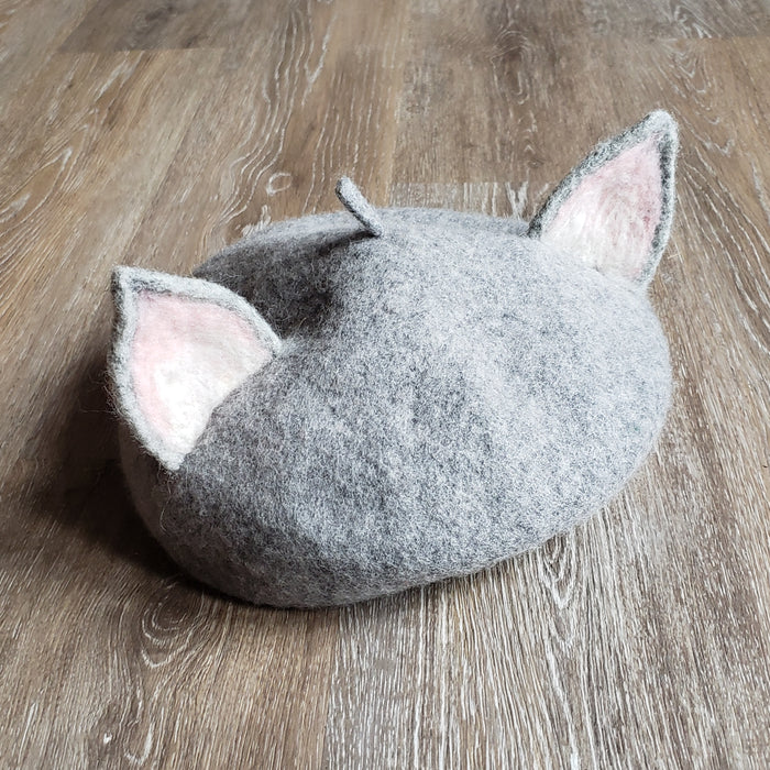 Light Grey Cat Ear Beret