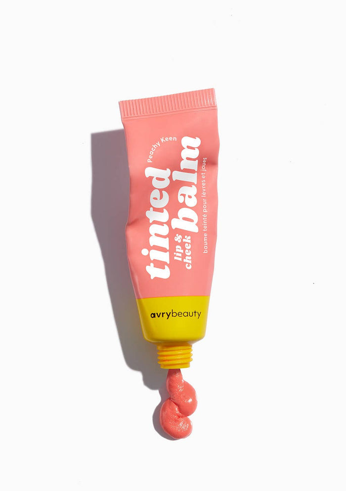 Avry Beauty tinted lip and cheek balm tube on a white background