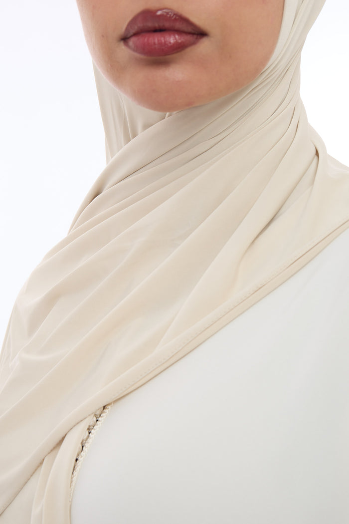 Liquid Jersey Hijab Min - Warm Beige