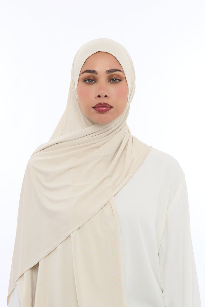 Liquid Jersey Hijab Min - Warm Beige