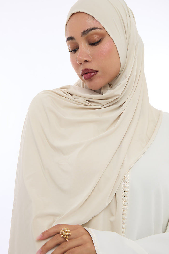 Liquid Jersey Hijab Min - Warm Beige